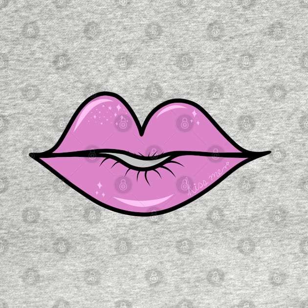 Cute Pink Sparkly Cartoon Lips, made by EndlessEmporium by EndlessEmporium